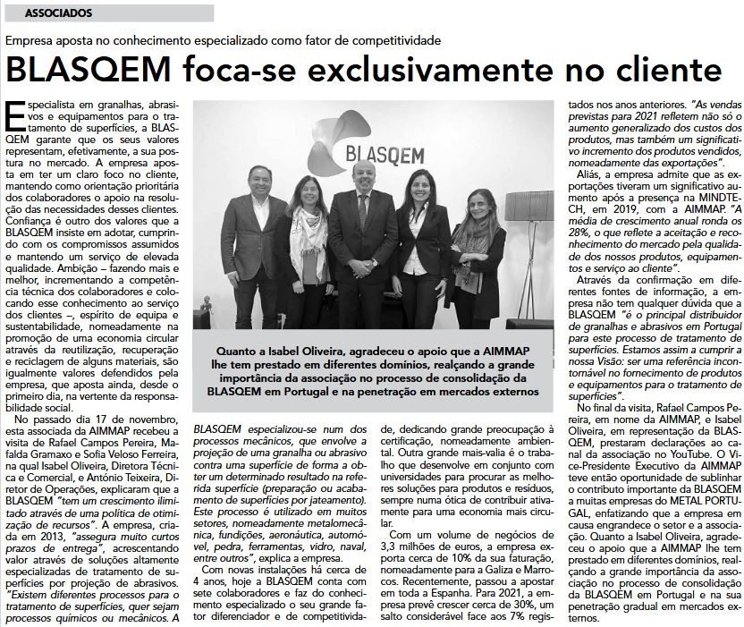 Presença no Jornal Vida Económica